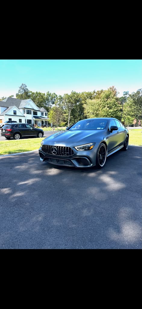 Matte grey Mercedes-AMG GT after exterior detail